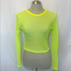 Neon Yellow Mesh Long Sleeve Top